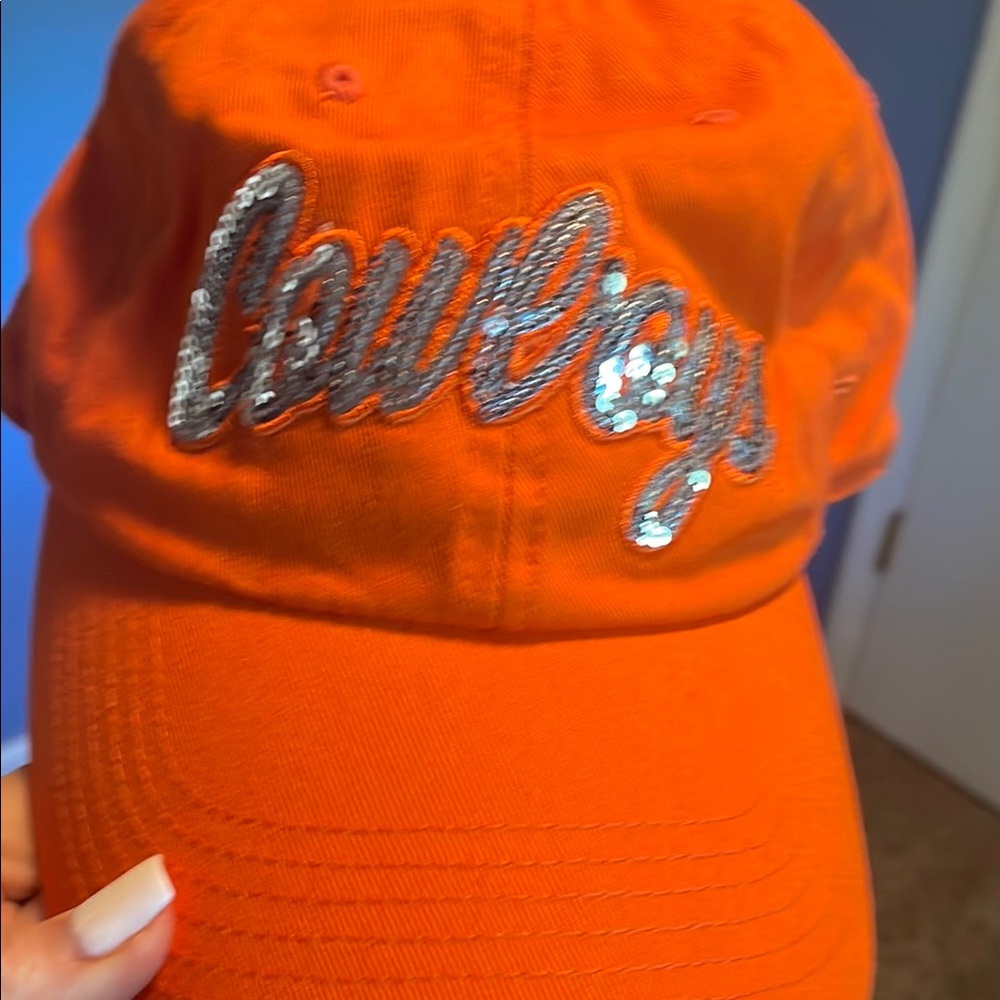 Orange Silver Embellished Hat